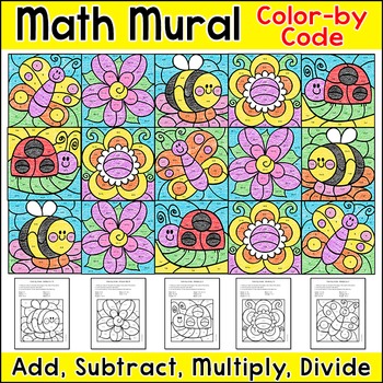 Spring Math Color By Number Mural Makes A Fun March Bulletin Board