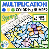 Math Color by Number Spring 2 Digit by 1 Digit Multiplicat