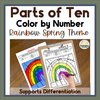 Preview of Spring Math Color-by-Number Parts of 10 Coloring Pages for Subtraction Within 10