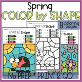 Spring Math Coloring Pages Color by Shape Worksheets Color