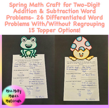 Preview of Spring/Easter Math Craft Two Digit Addition & Subtraction Word Problems