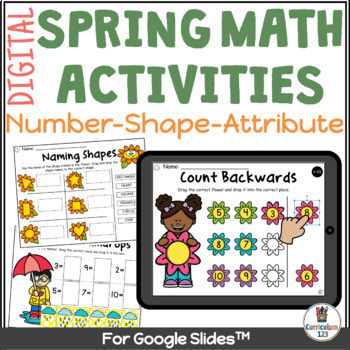 Preview of Spring Math Digital Activities Kindergarten First Grade Numbers