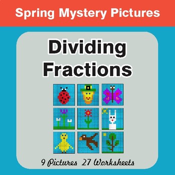 Spring Math: Dividing Fractions - Color-By-Number Math Mystery Pictures