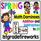 Spring Math Dominoes | Addition and Subtraction to 20