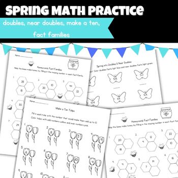 Preview of Spring Math | Doubles & Near Doubles | Make a Ten | Fact Families