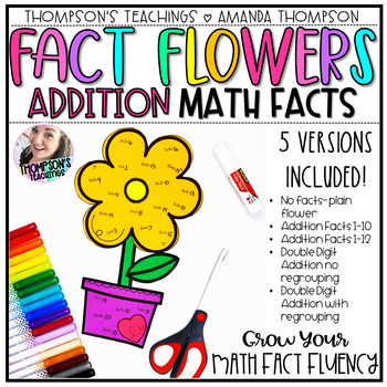 Preview of Spring Math Fact Flower Crafts | End of Year Crafts