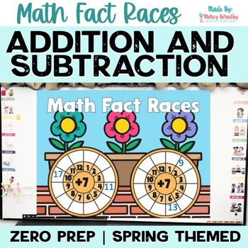 Preview of Spring Math Fact Fluency Game with Addition and Subtraction Within 20