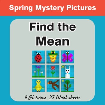 Spring Math: Find the Mean (Math Average) - Math Mystery Pictures