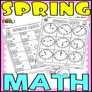 Preview of Spring Math Fluency No-Prep Worksheets 3rd 4th Grade