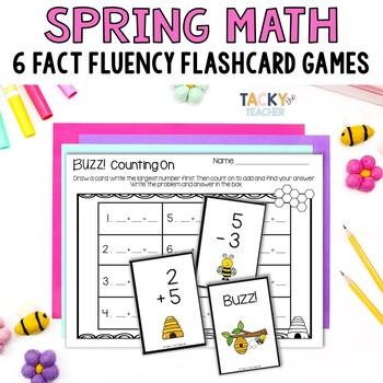 Preview of Spring Math Games - Facts to 20 Flashcards - Fluency 1st Grade - March April May