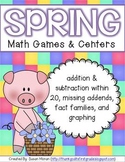 Spring Math Games and Centers - Addition, Subtraction, Gra
