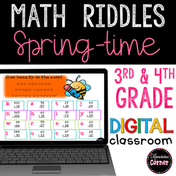 Preview of Spring Math Google Classroom Slides Math Review 3rd & 4th Grade