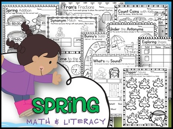 Preview of Spring Math & Literacy Printables [Print n Go] 2nd grade