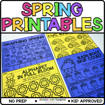 Preview of Spring Math & Literacy Printables for Kindergarten & First  - K & 1