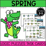 Spring Math Logic Problems Task Cards - Early Finishers Activity 2nd Grade