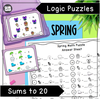 Preview of Spring Math Logic Puzzle Enrichment Activity Addition Sums to 20