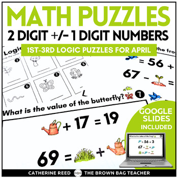Preview of Spring Math Logic Puzzles: Adding & Subtracting within 100