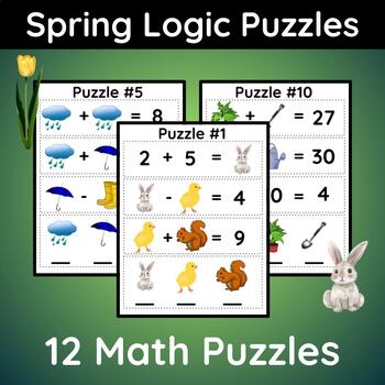 Preview of Spring Math Logic Puzzles: Addition & Subtraction for Gifted and Talented