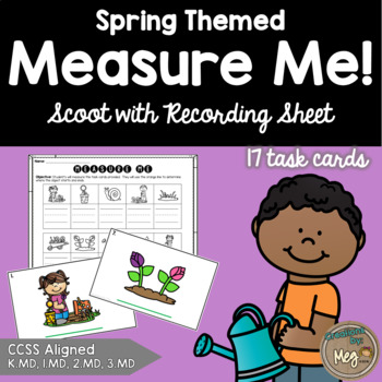 Preview of Spring Math - March, April Measuring Task Cards - Standard or Non-Standard Units