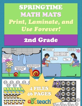 Preview of Spring Math Mats for 2nd Grade Common Core