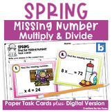 Spring Math Missing Number Multiply and Divide Task Cards