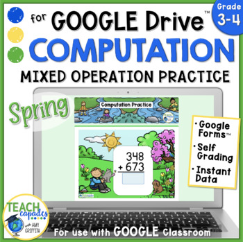 Preview of Spring Math Mixed Operation Computation GOOGLE Forms™