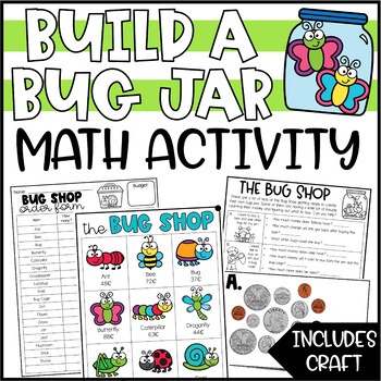 Preview of Spring Math Activity | Money, Addition & Subtraction Project- Build a Bug Jar