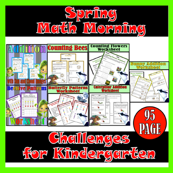 Preview of Bundle Spring Math Morning Challenges for Kindergarten