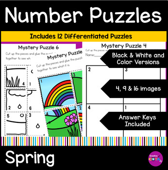 Preview of Occupational Therapy Spring Math Morning Work Number Order Cut & Paste Puzzles