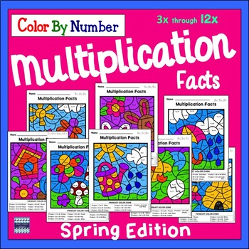 Preview of Spring Math | Multiplication Color By Number