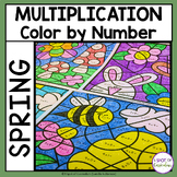 Spring Math Multiplication Coloring Sheets  - Color by Number