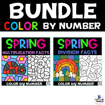 Preview of Spring Math Multiplication & Division Color By Number Code March Coloring Pages