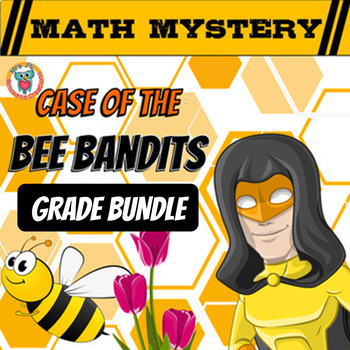 Preview of Spring Math Mystery Game Worksheets Differentiated GRADE BUNDLE