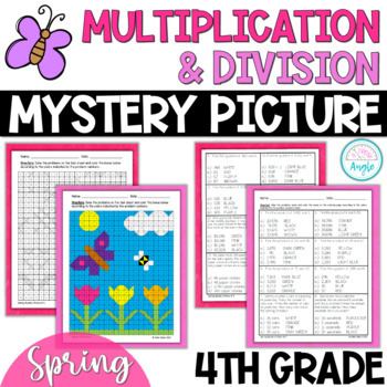 Preview of Spring Math Mystery Picture- 4th Grade Multiplication & Division Color by Number