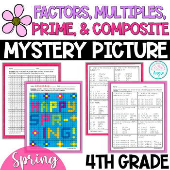 Preview of Spring Math Mystery Picture - Factors and Multiples - Spring Color by Number