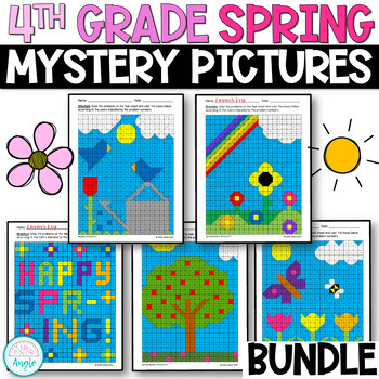Preview of Spring Math Mystery Picture BUNDLE - 4th Grade Math Review - Color by Number