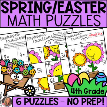Preview of Spring Math Mystery Pictures for 4th Grade | Easter Puzzles