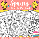 Spring Math Packet | 1st Grade | Addition, Subtraction, Color by Code