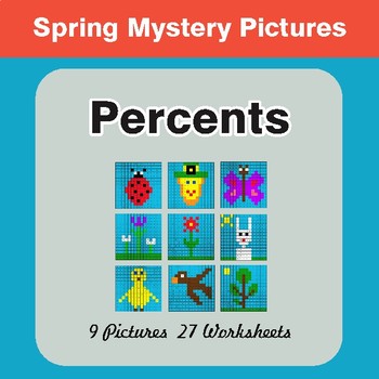 Spring Math: Percent of a number - Color-By-Number Math Mystery Pictures