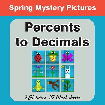 Spring Math: Percents to Decimals - Math Mystery Pictures