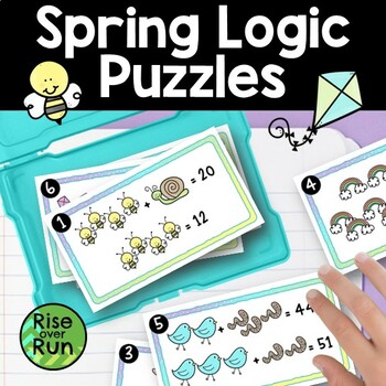 Preview of Spring Logic Puzzles and Picture Equations Math Worksheets