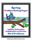 Spring Math Problem Solving Sheets - Word Problems