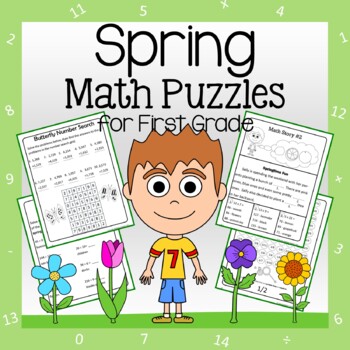 Preview of Spring Math Puzzles | 1st Grade | Math Skills Review | Math Enrichment