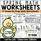 Spring Math Worksheets Packet Review First Grade No-Prep Easter March April Fun