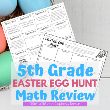 Preview of Spring Math Review | Fifth Grade Easter Egg Hunt | Test Prep