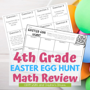 Preview of Spring Math Review | Fourth Grade Easter Egg Hunt | Test Prep