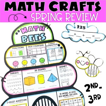 Preview of Spring Math Review Bee Craft - Assessment Differentiated Version Included