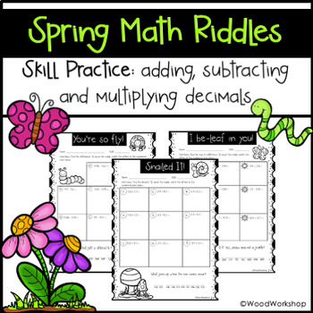 Preview of Spring Math Riddle Worksheets - Adding, Subtracting & Multiplying Decimals