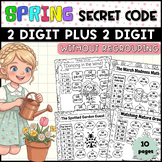 Spring Math Secret Code:  2 Digit Plus 2 Digit Addition without Regrouping