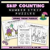 Spring Math Skip Counting Strip Puzzles - Skip Counting by